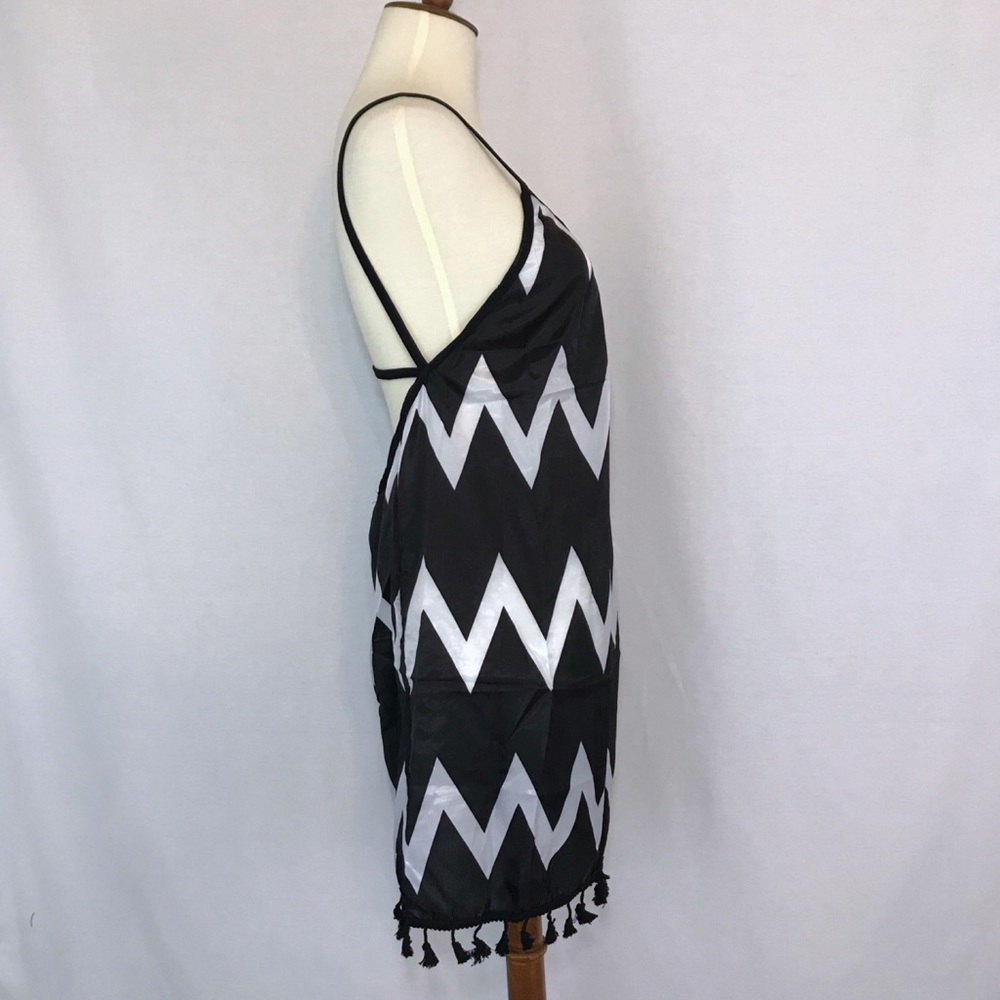 Boho Chevron Beach Coverup Dress with Tassels - Picture 5 of 10